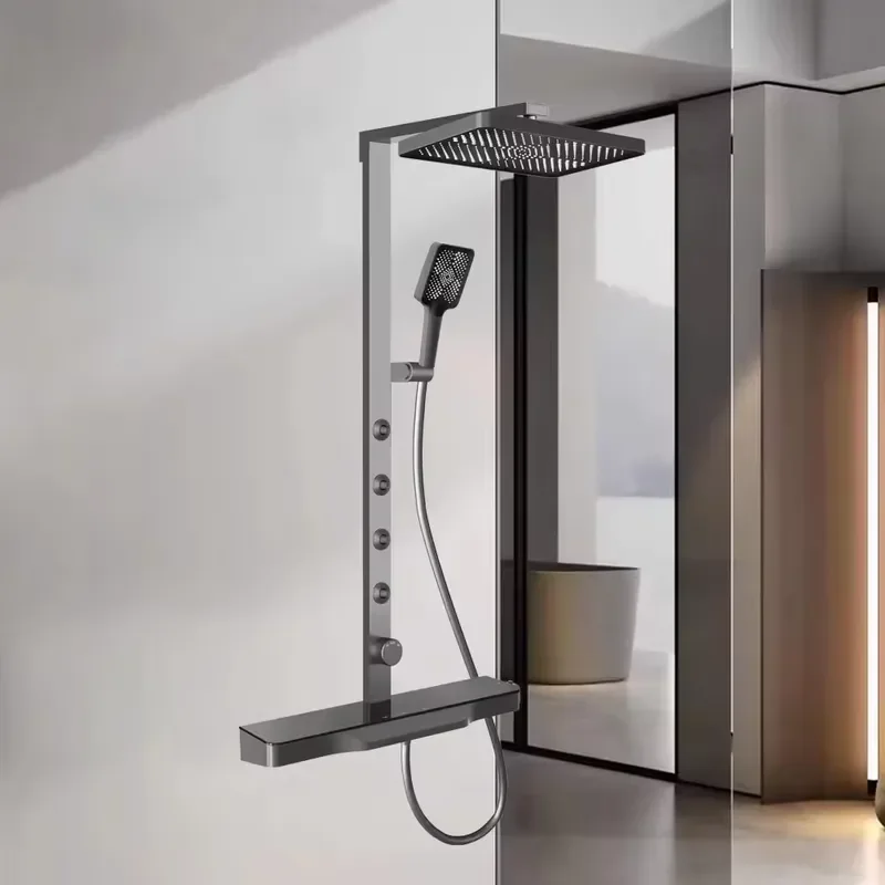 Modern Style Aluminum Alloy Villas Shower Set Ceramic Valve Core Pause Spray Pattern Massage Jet Bath Shower Faucets