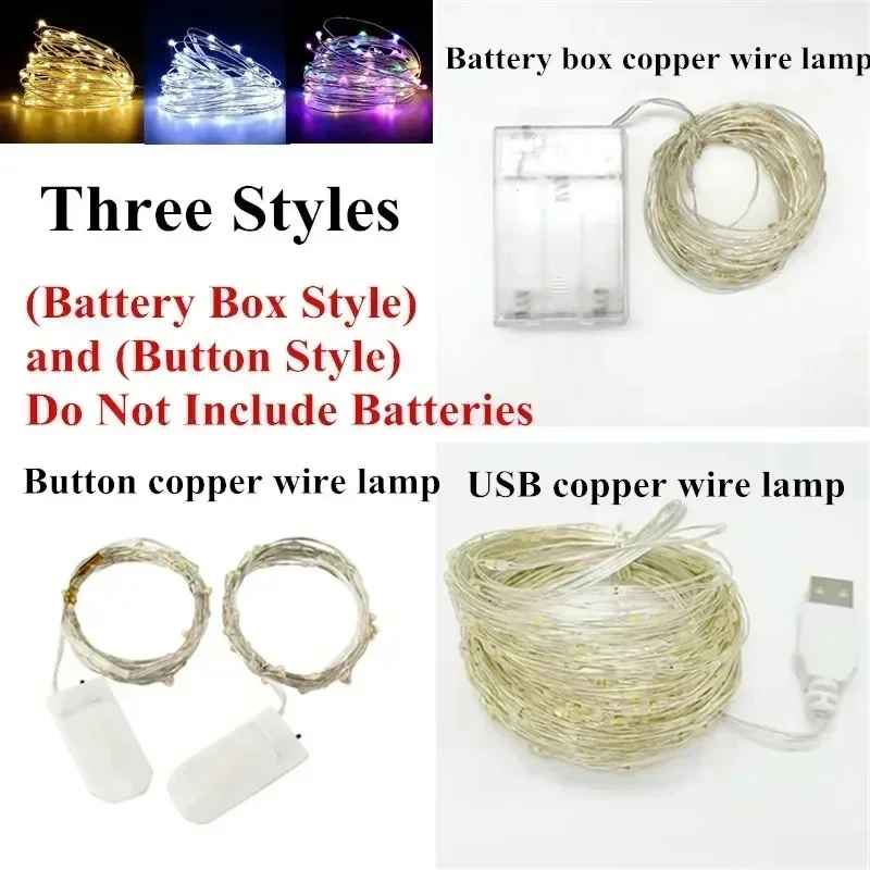 1Pack 1/2/3/5/10M USB/Battery Powere Fairy Light String Led Copper Wire String Light For Bedroom Garden Party Wedding Decoration