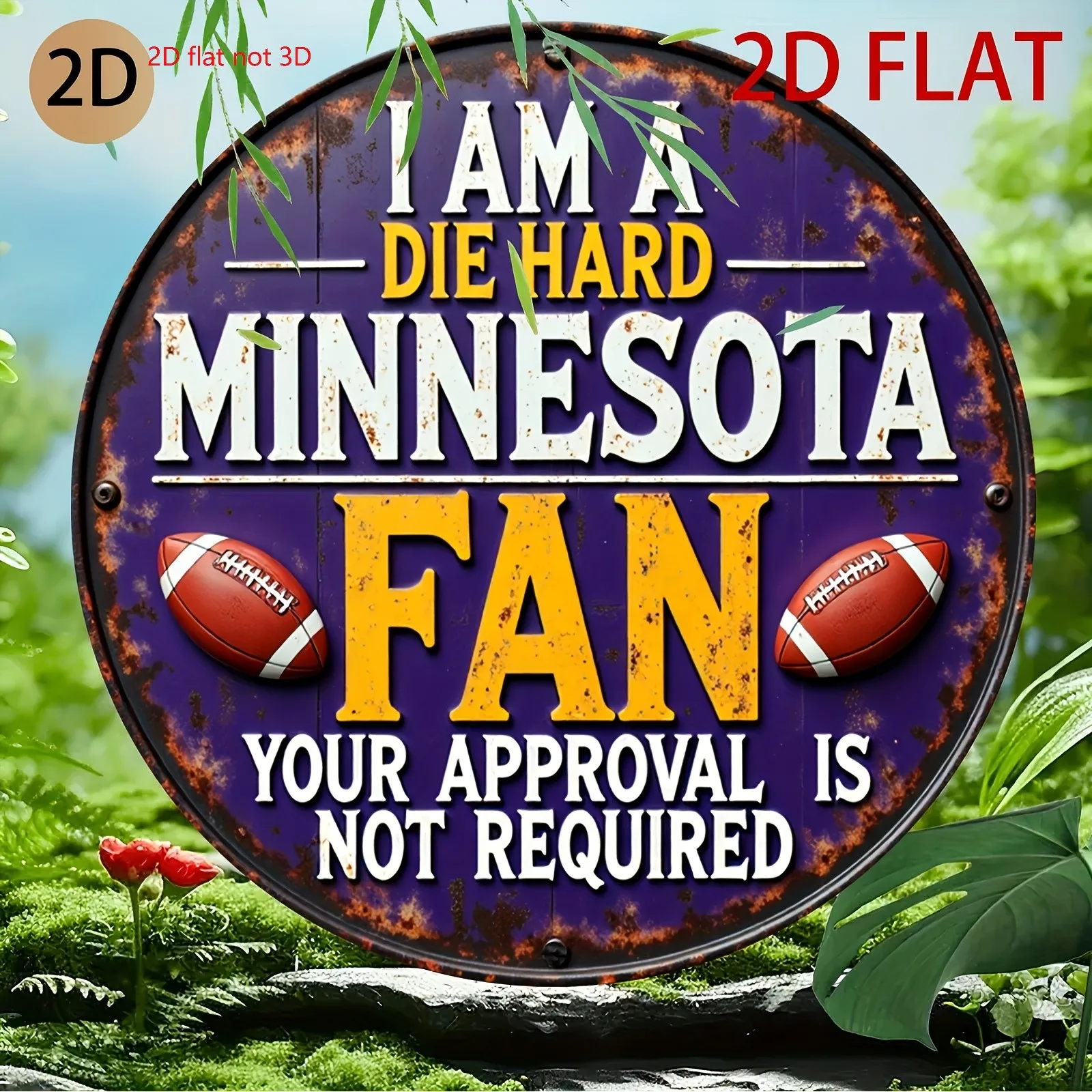 Minnesota Vikings 2D Flat Metal Sign Vintage Rustic Wall Decor for Man Cave Garage Bar