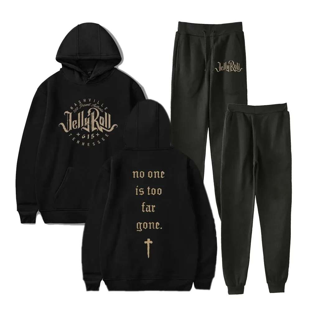 

Jelly Roll-logotipo masculino e feminino conjunto de moletom e calça de moletom, capuz, calças jogger, backroad, turnê, 2024