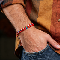 Noter 2Pcs/Pair Men Bracelet Set Lucky Handmade Braided String Braslet Turkey Evil Eyes Braclet 4mm Beads Strand Brazalete Homme