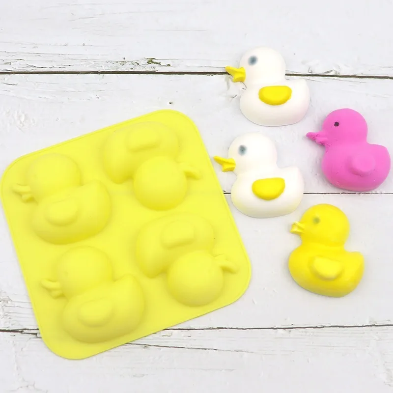 

4 Even Little Yellow Duck Silicone Cake Mold DIY Pudding Jelly Mold Handmade Essential Oil Soap Tool Cake Decoration Accessories
