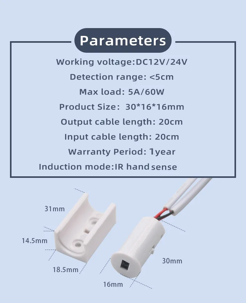Kleiderschrank IR-Handwellensensor Lichtschalter Schrank DC12V 24V LED-Lichtsensorschalter – Detail 5