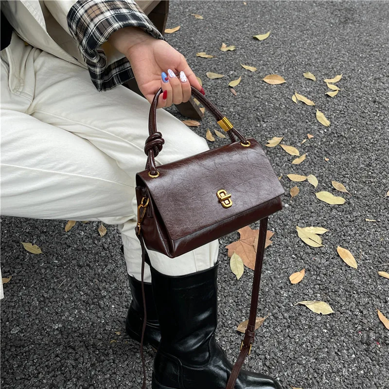 PU Leather Minimalist Women Handbag Elegant Commuter Bag Versatile Casual Crossbody Shoulder Purse Fashion Lady Daily Accessory