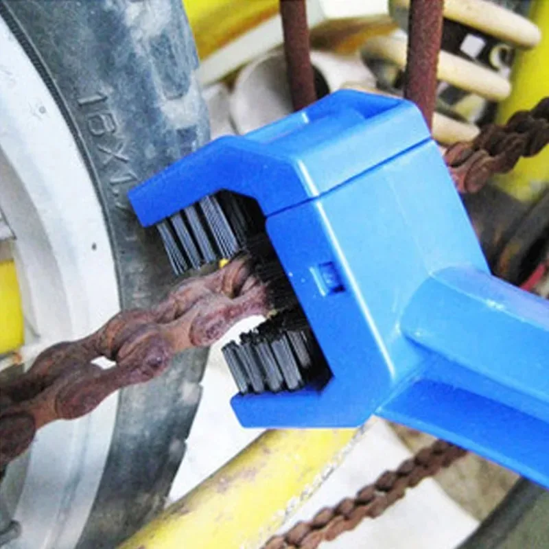 Spazzola per la pulizia della catena della bici da strada del motociclo Pulisci la bicicletta Strumenti per la pulizia della catena del motociclo Strumento di manutenzione Pulitore per catena portatile