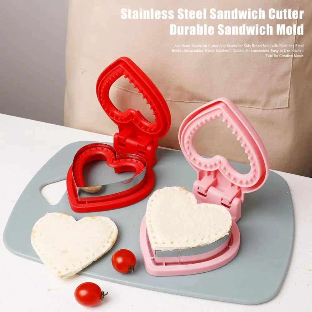 Heart Shape Pocket Sandwich Mold Sandwich Cutting Mold Heart-shaped Sandwich Cutter Sealer Set for Kids Easy for Making for Fun