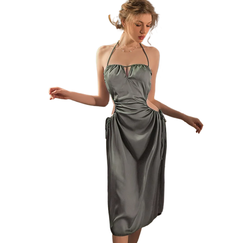 

Backless Dresses Women Spaghetti Strap Skinny Summer Solid Elegant Korean Style Defined Waist Sexy Fashion Female Popular Ins