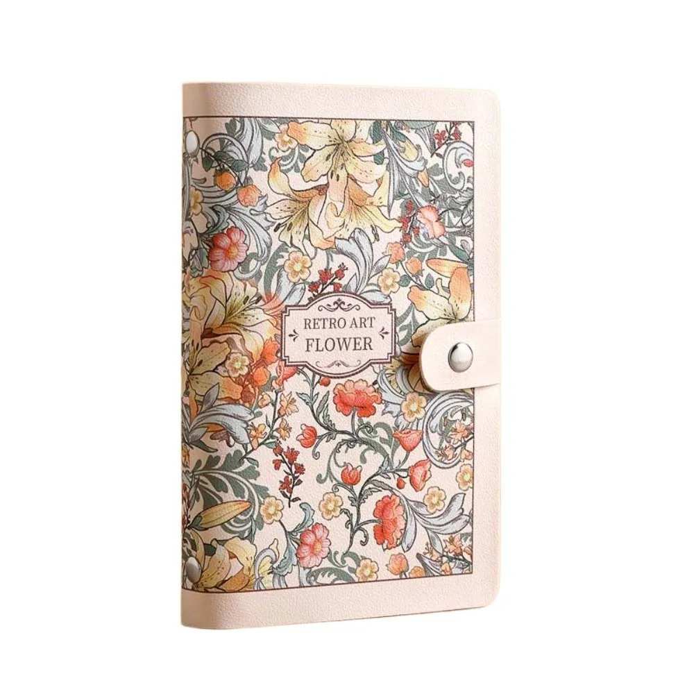 

A6 Button Notebook for Money Flower Printed Anti-splash Water Cash Budget Ledger Daily Plan Time Organizer Leather Savings Book