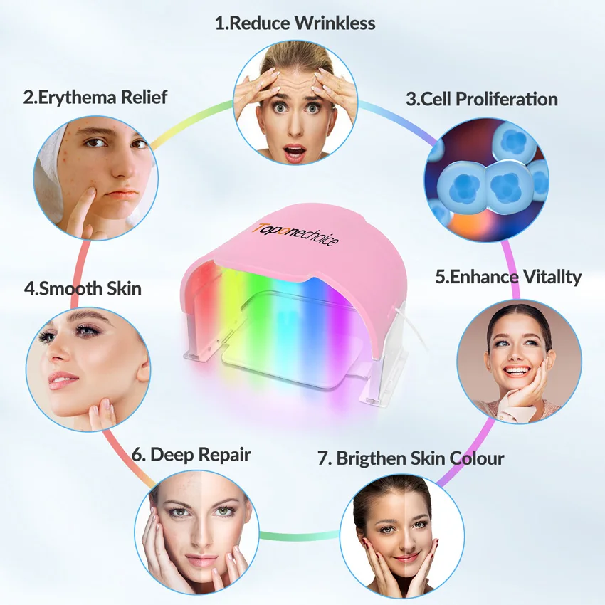 7 cores led máscara facial equipamento pdt spa rejuvenescimento da pele facial terapia de luz máquinas de beleza corporal facial para anti-envelhecimento