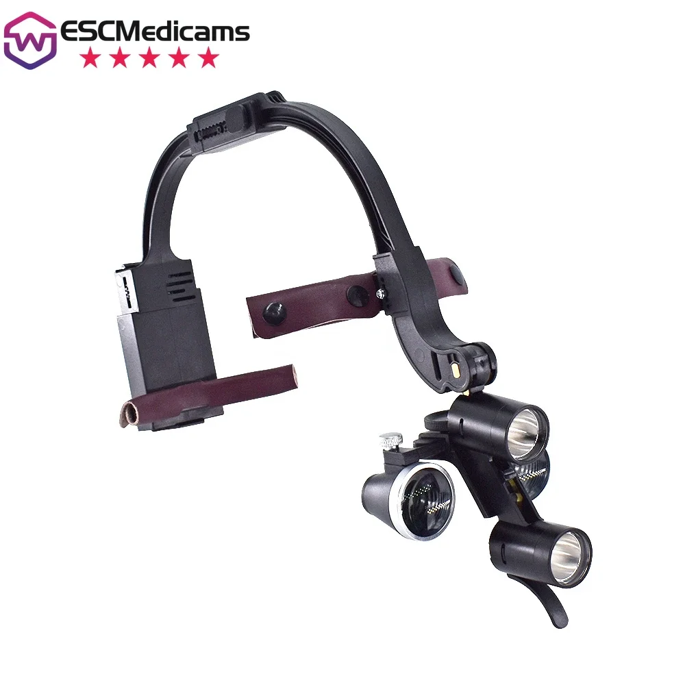 Imagem -01 - Led Farol Binocular Lupas Dentista Headband Suporte Ajustável Cirurgia Médica Lupa 5w led farol binocular lupas dentista headband suporte ajustavel cirurgia medica lupa 5w 01