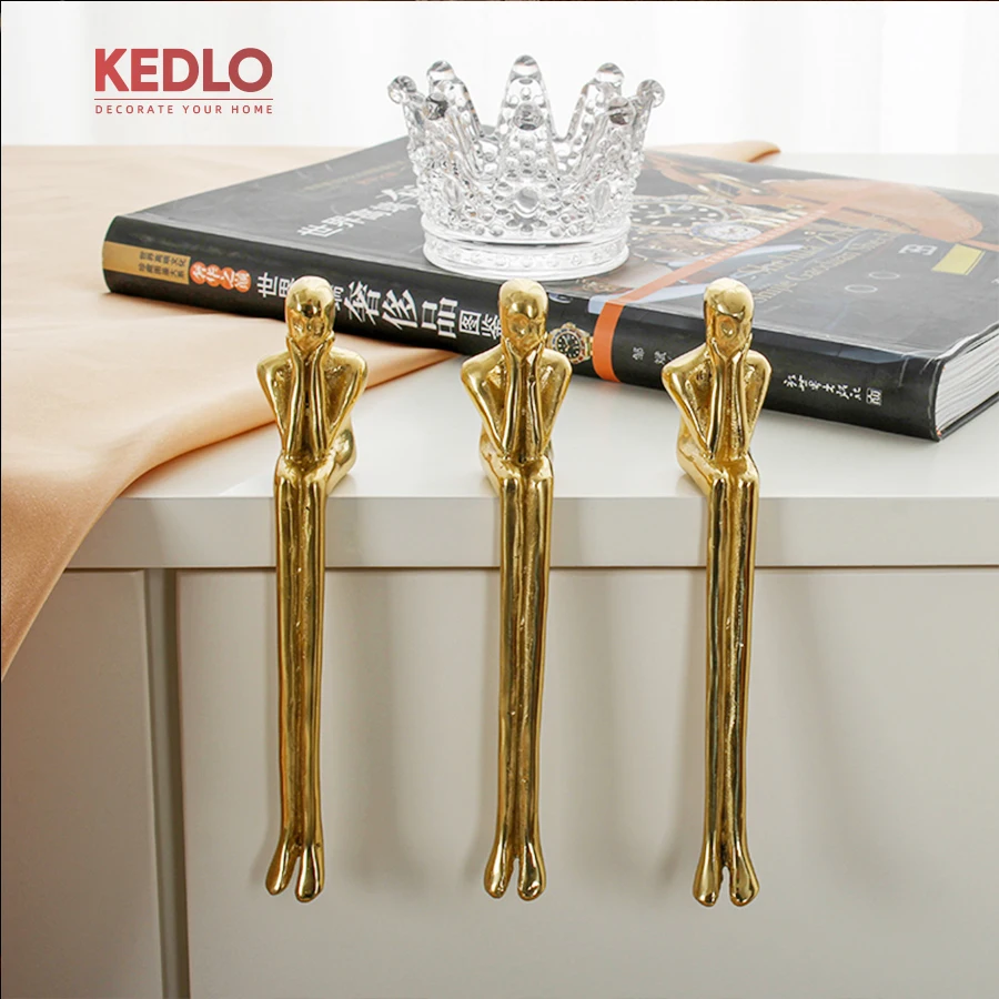 KEDLO Kreativer Massiver Messing-Griff im Denker-Design für Küchenschränke, Goldener Schubladengriff, Silberner Griff – Detail 6