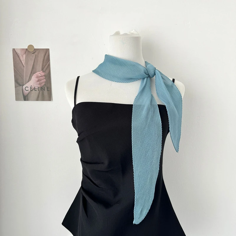 

Solid Color Long Silk Scarf For Women's Hair Bands Scarves Tie Bags Female Shawl Ribbon Neck Protectors Small Bow Tie Scarf