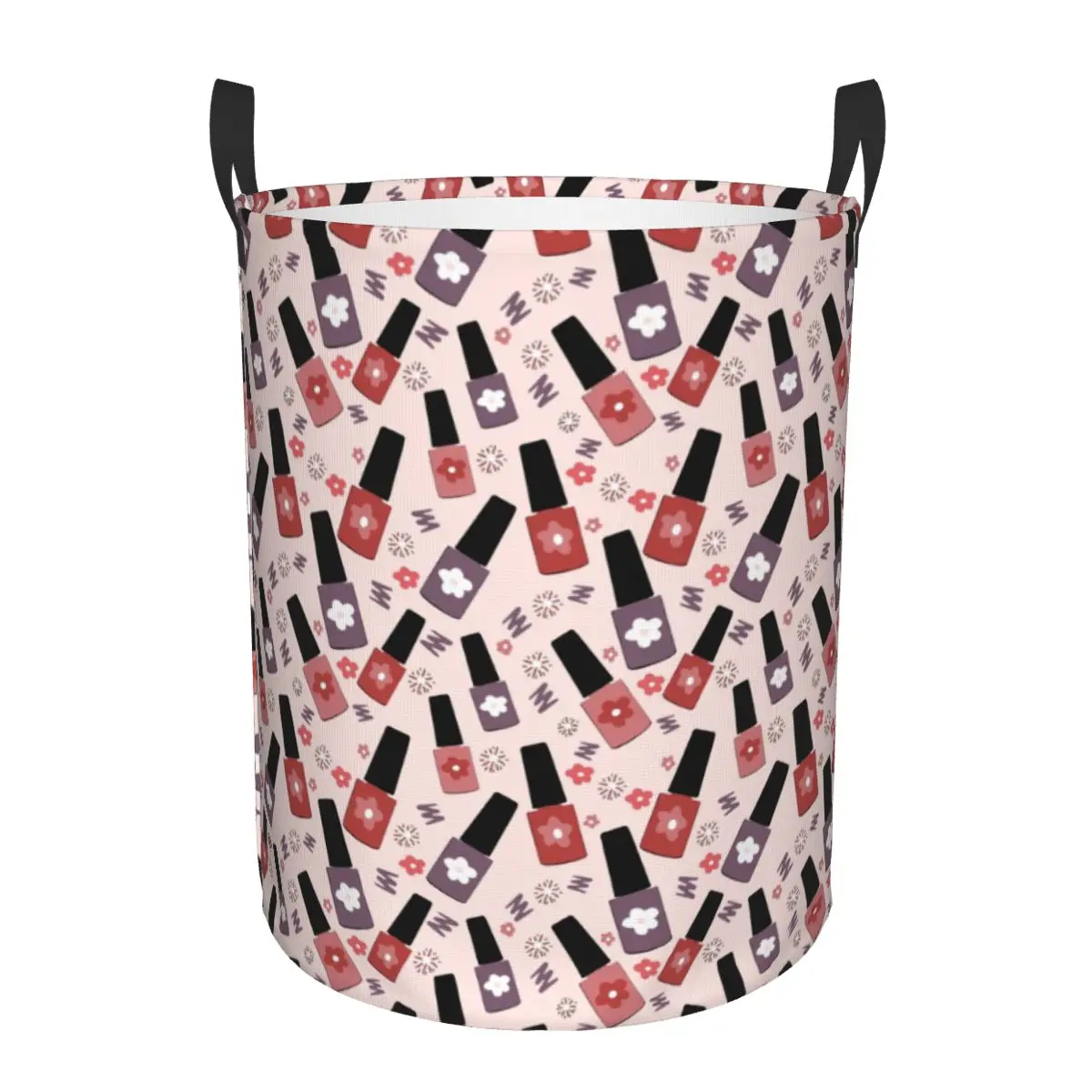 

Custom Nail Polish Bottle Pattern Laundry Basket Foldable Kawaii Clothes Hamper for Nursery Kids Toys Storage Bag