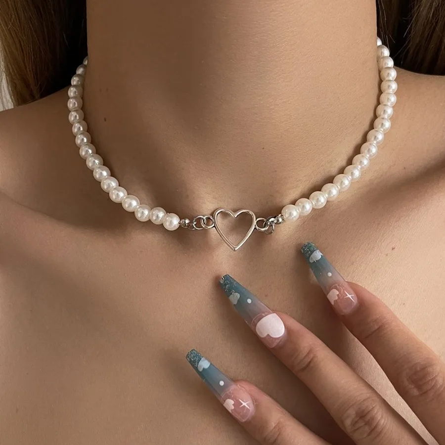 

Романтическое ожерелье в форме сердца с искусственным жемчугом ручной работы для женщин, нежный ювелирный подарок