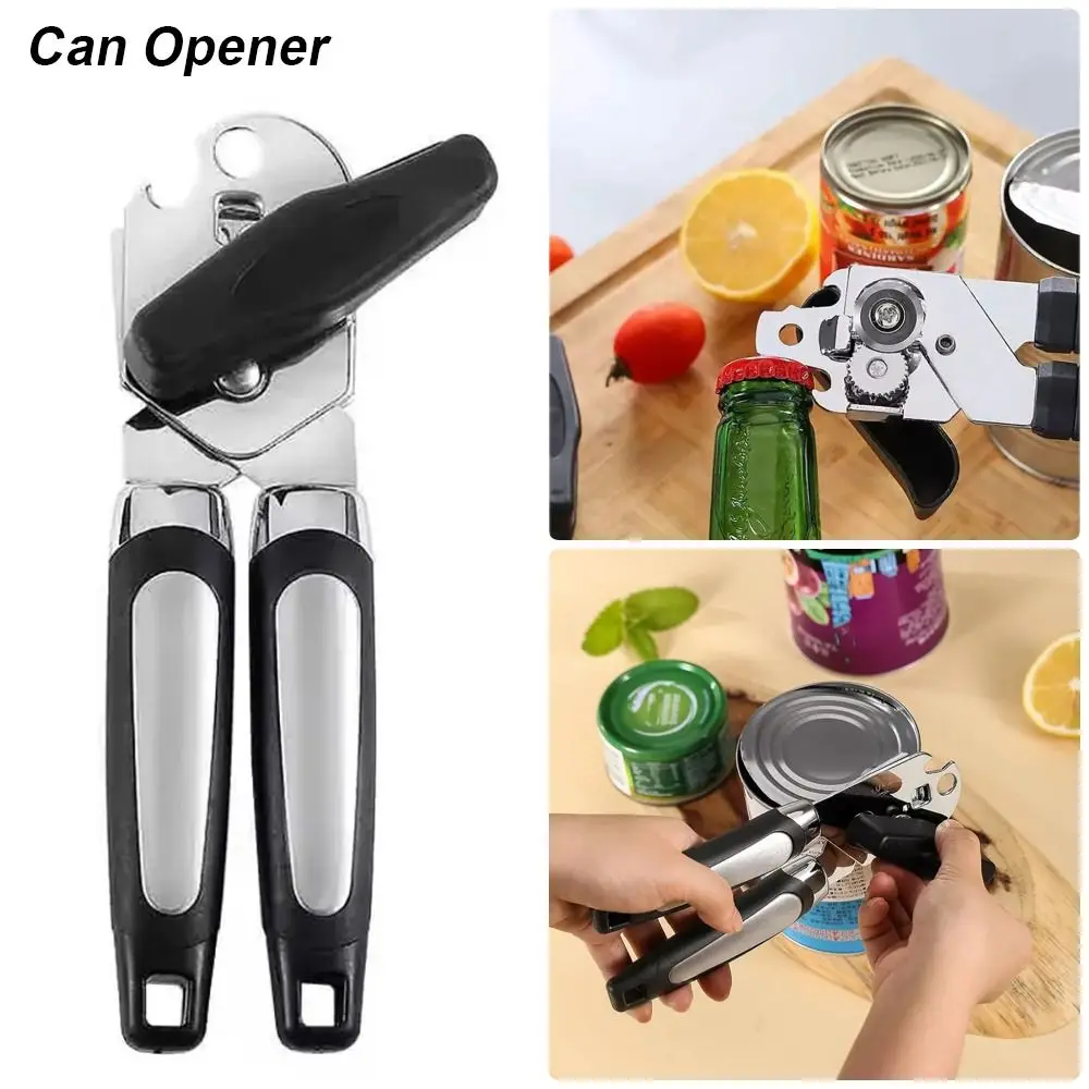 

1Pcs Stainless Steel Manual Can Opener Professional Multifunctional Jar Opener Side Cut with Beer Grip Opener Tin Bottle Opener