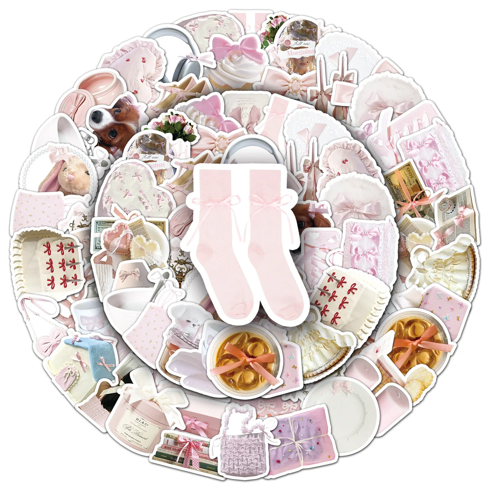 50pcs Bow Style Doodle Stickers Creative Decoration for Phone and Scrapbook