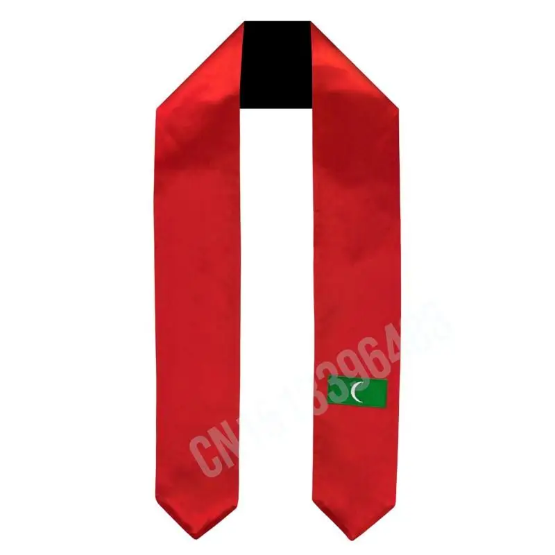 Maldives Flag Scarf Top Print Graduation Sash Stole International Study Abroad Adult Unisex Party Accessory