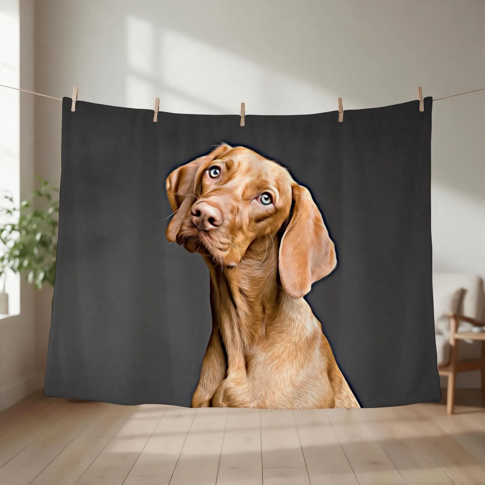 Vizsla Strikes A Pose Throw Blanket couch cozy soft plush fuzzy picnic outdoor blanket