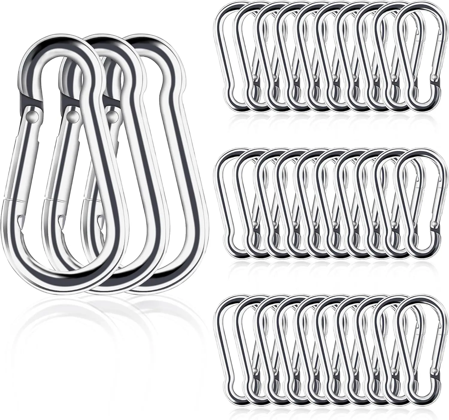 

30Pcs 1.57Inch Mini Carabiner Clips, M4 Stainless Steel Heavy Duty Locking, for Climbing Hiking Camping