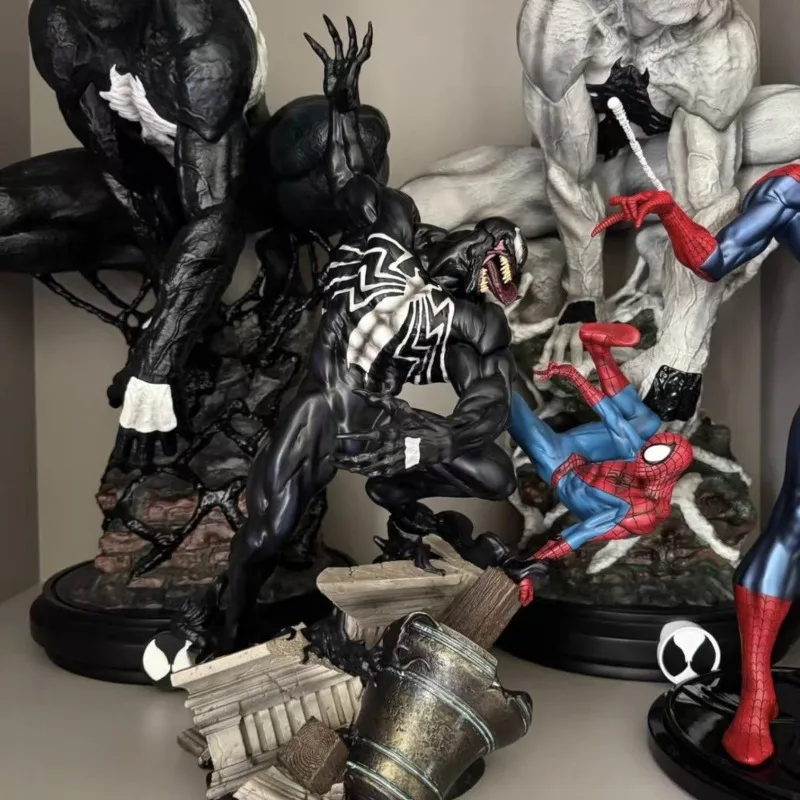 Figurka Avengers Spider-Man Venom 58 cm, scena pojedynku, kolekcja anime, model żywiczny, ozdoby na biurko, zabawki dla dzieci, prezenty