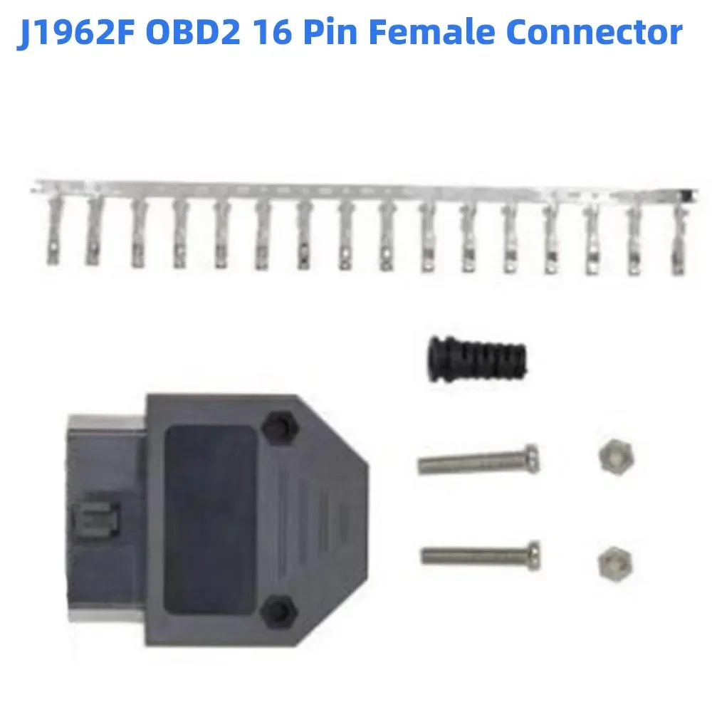 

J1962F OBD2 16 Pin Female Connector Car Diagnostic Plug OBD 16pin Female Connector Plug + Shell + Terminal + Screw + Line Card