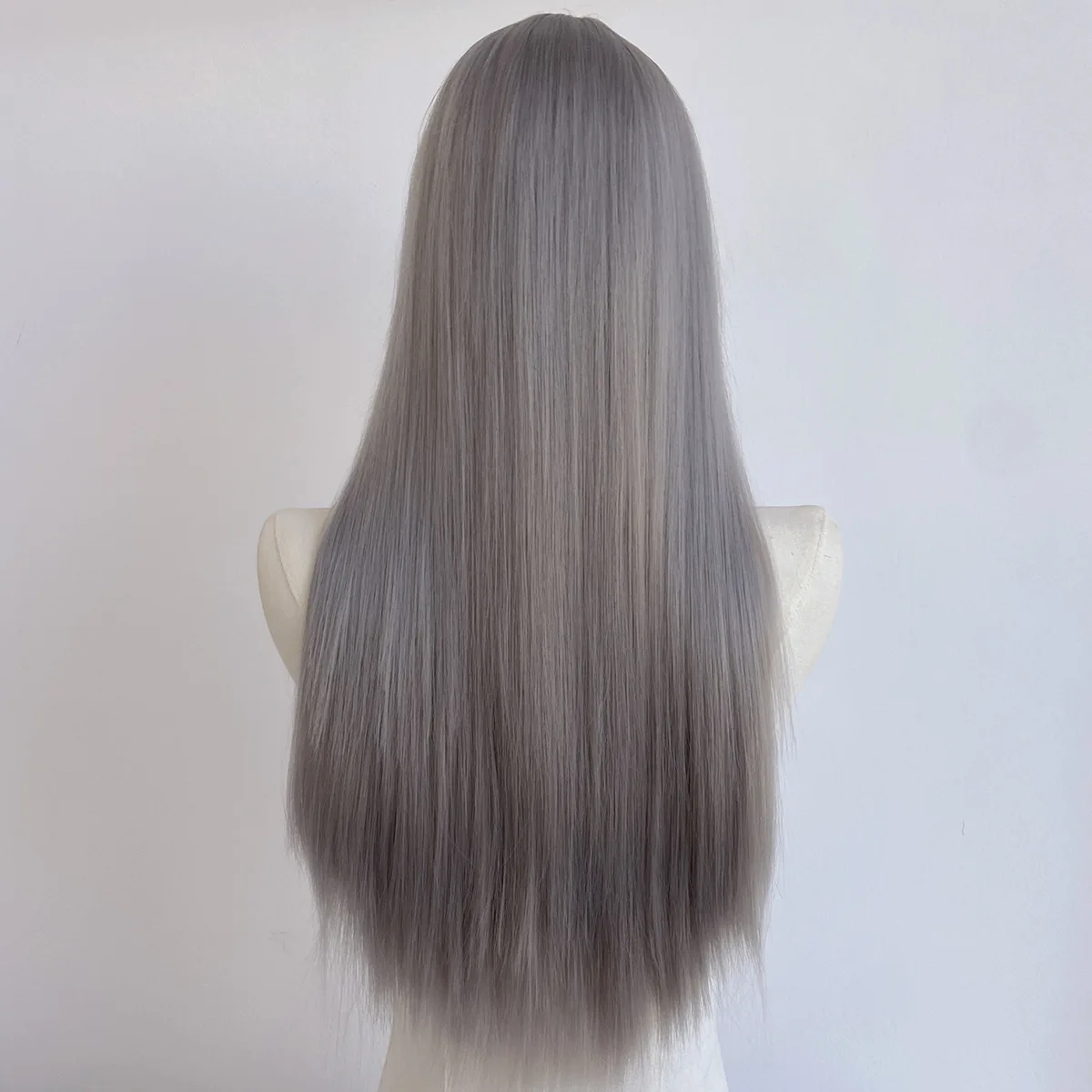 Grandma gray synthetic wig straight hair Halloween wig cosplay wig role-playing party casual event hot wire wig headband