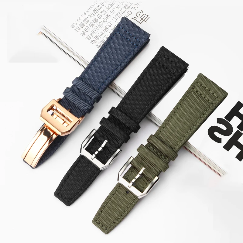 20mm 21mm 22mm Nylon Canvas Fabric Watch Band for Iwc Pilot Spitfire Timezone Top Gun Strap Folding Clasp Belts Wristwatch Strap