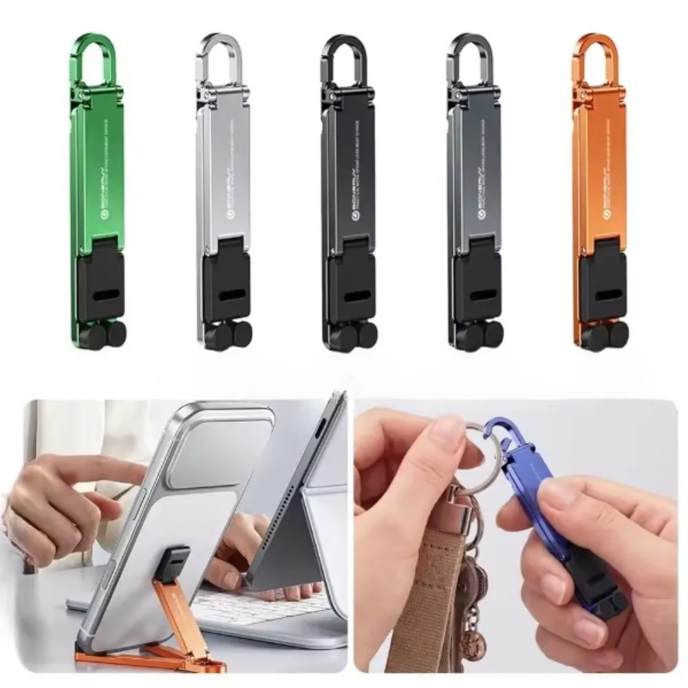 Suporte de Telefone Dobrável Mini para Chaveiro, Suporte de Celular Leve Ajustável em Múltiplos Ângulos para Viagem e Mesa