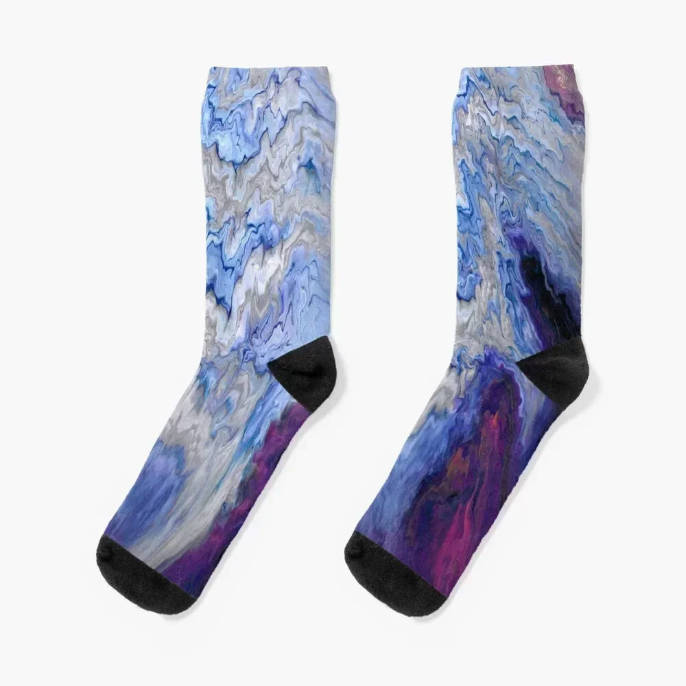 Storm Shower - Acrylic Pour Socks designer brand shoes winter Man Socks Women's