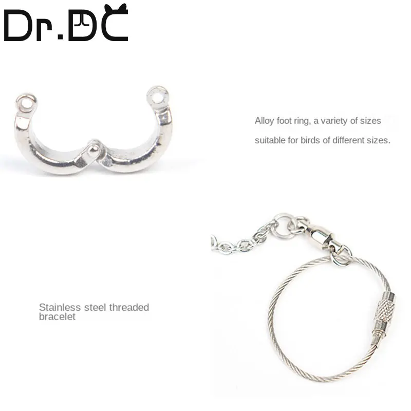 Dr.DC Bord Stainless Steel Chain Parrot Anti-flying Traction Rope Bird Feet Bracelet Alloy Foot Ring Pet Bird Travel Supplies