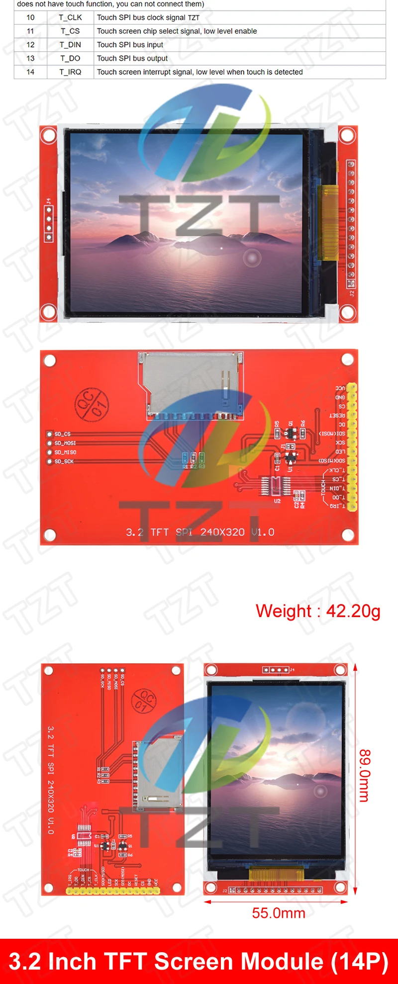 3,2" 3,2 Zoll TFT LCD Touch Screen Modul 240X320 ST7789 ILI9341 LCD Display für Arduino UNO MEGA2560 Board mit/ohne Touch – Detail 2