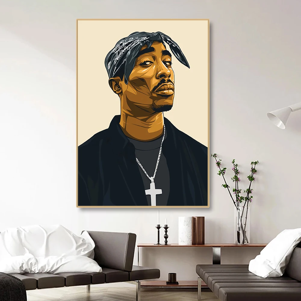 لوحة هيب هوب المغني 2pac لرسومات الحائط من القماش على طراز أساطير الراب توباك وطباعة صور لتزيين غرفة المعيشة هدايا المشجعين #5