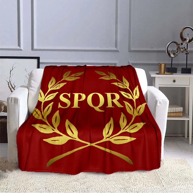 Rzymski spqr logo wzór nadrukowany ciepły cienki koc flanelowy przenośny wygodny ciepły koc koc piknikowy koc chłodzący