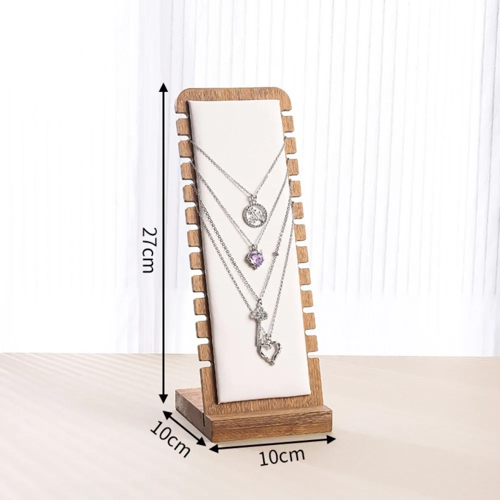 

New Wood Necklace Display Stand Detachable Square Jewelry Organizer Flock Leather Wooden Storage Rack Jewelry