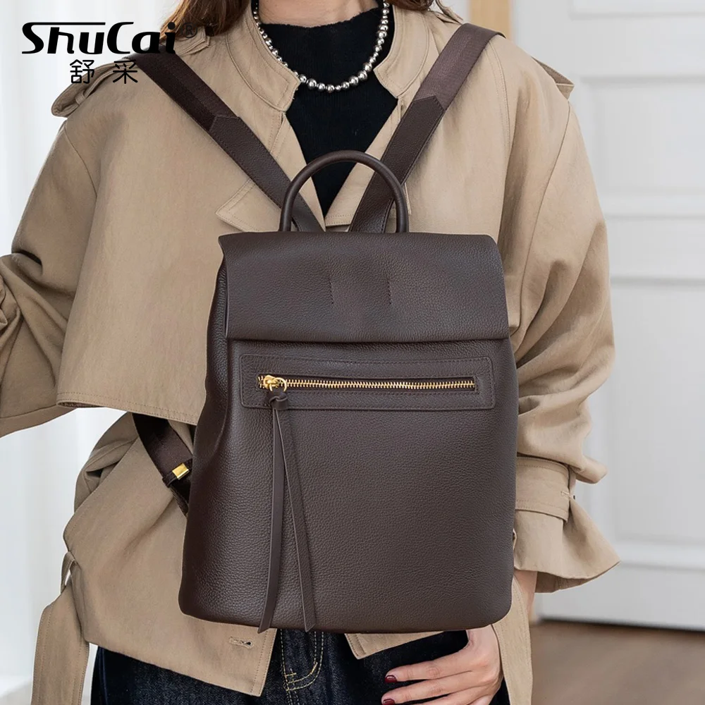 Genuine Grade Cow Leather Women's Fashion Backpacks Luxury Designer Brand Ladies Soft Cowhide Handbag for Woman High Quality New