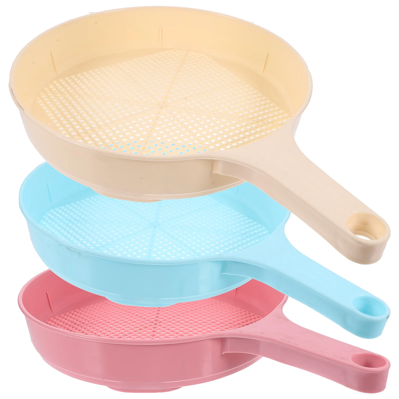 

3pcs Garden Sieve Plastic Filter For Balcony Gardening Lightweight Handle Easy Operation Sand Gravel Separator Compost Stone