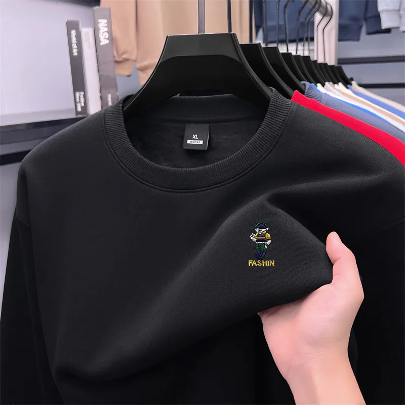 

Luxury Brand Men's O-Neck Long Sleeve Pullover Hoodies Autumn Winter New Arrival Cartoon Embroid Thicke Warmth Leisure Menswear