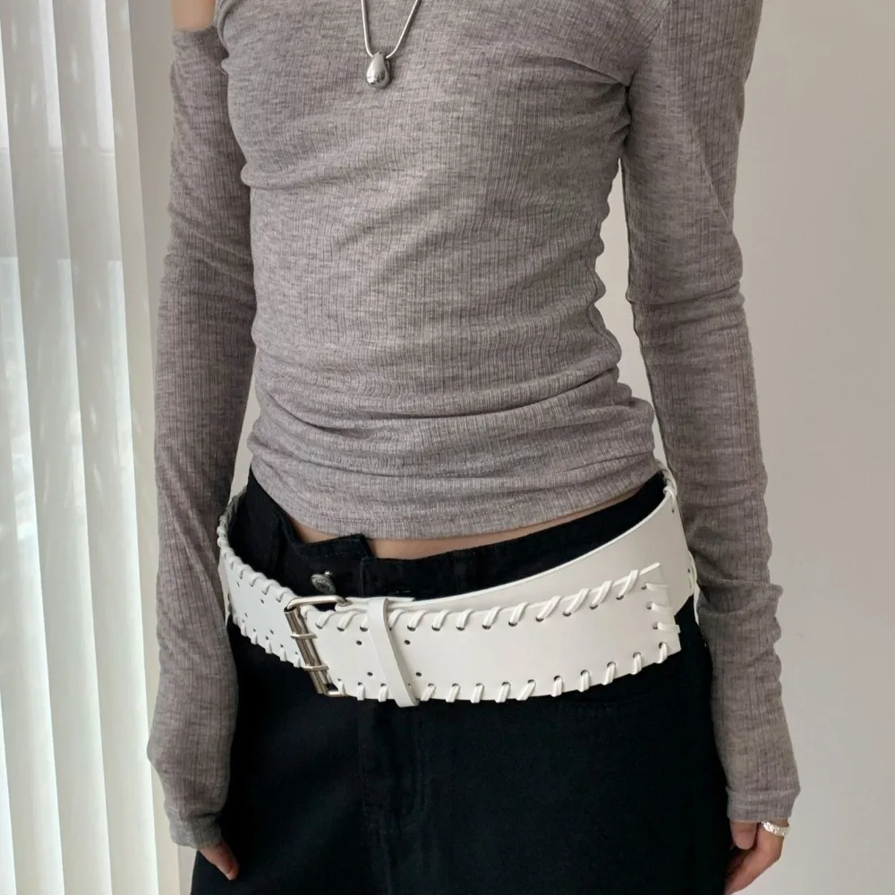 تنوعا المنسوجة بولي Leather حزام من الجلد Y2k Harajuku المرأة حزام عريض حزام خصر الكورية نمط قبعات رعاة البقر الغربية حزام فتاة حار