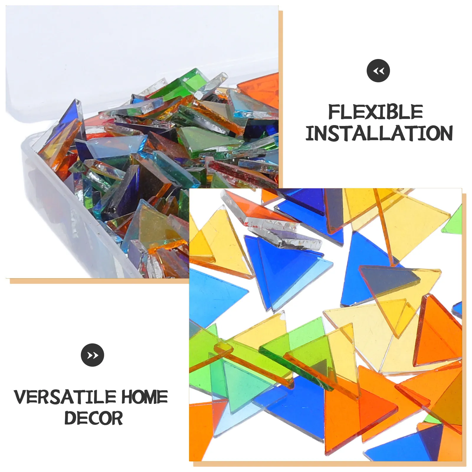 1273Pcs Triangle Glass Mosaic Tiles Stained Transparent Pieces for Crafts Mosaic Art Home Decor Art Decor Tile