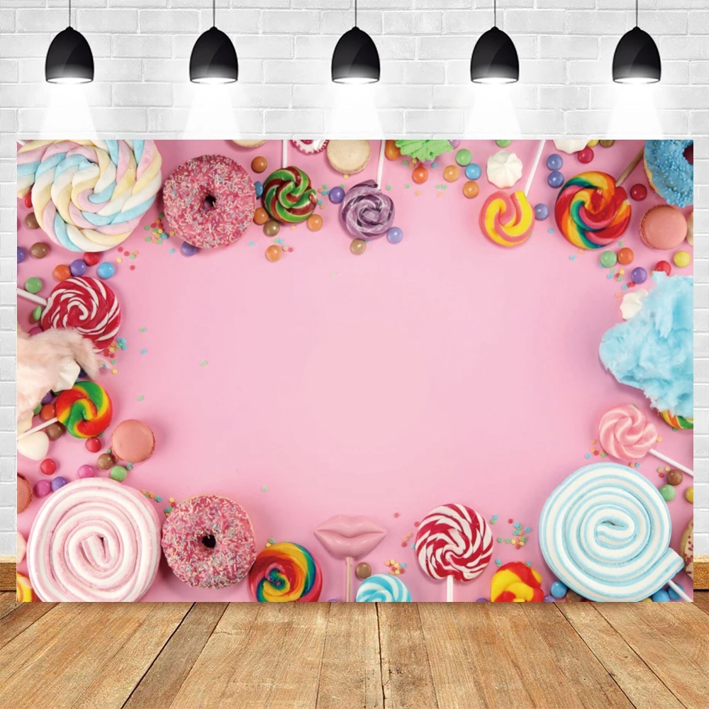 Sweet Colorful Lollipops Candy Beans Photography Backdrop Candyland Wall Child Birthday Party Baby Portrait Photo Background