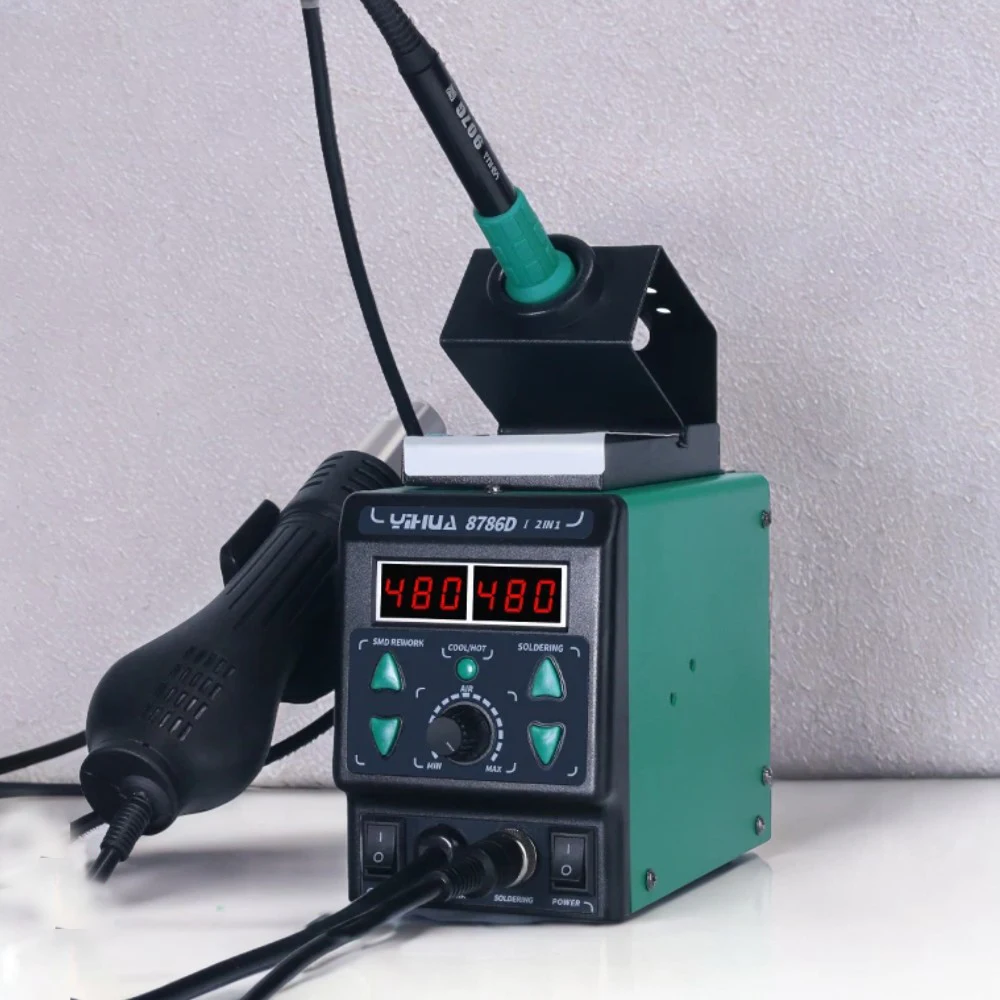 

YIHUA 8786D-I New Soldering Station 2 in 1 Hot Air Rework Soldering Iron Welding Repair Tool BGA SMD Digital Desoldering Station