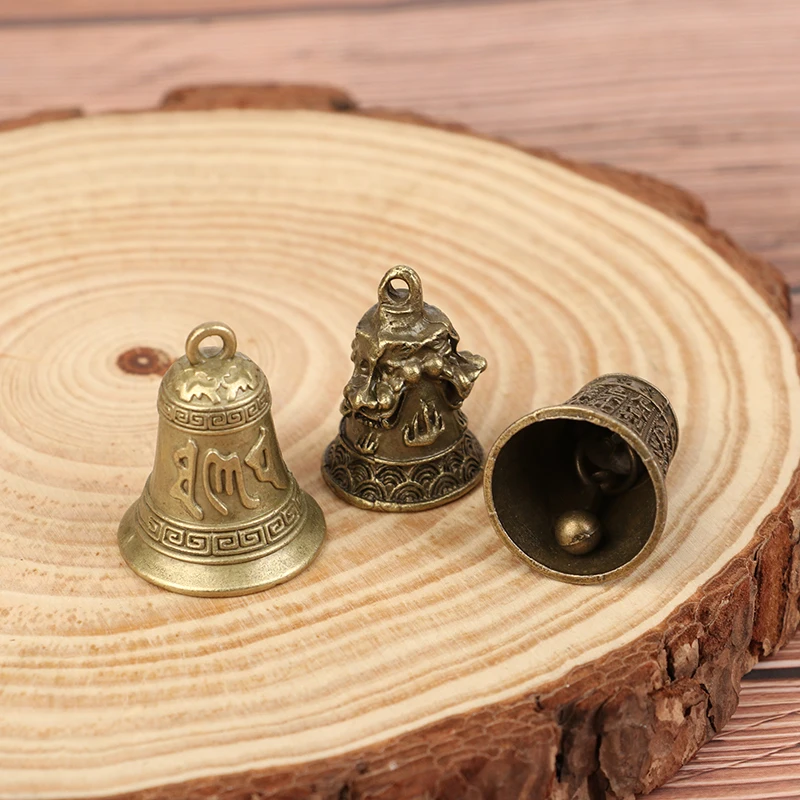 Alloy Retro Three Lion Bell Wind Chime Car Pendant Antique Bell Mini Sculpture Pray Guanyin Bell Shui Feng Bell