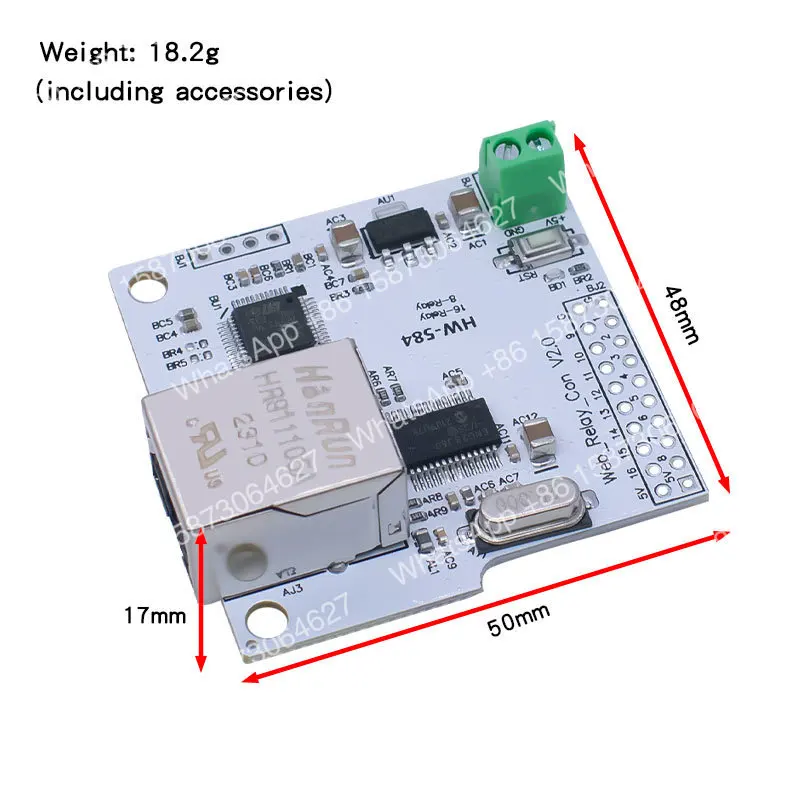 Interruptor de control de relé de red RJ45 oficial de 8 canales ENC28J60 28J60 W5100, módulo WIFI P2P de Internet de 5V con control por teléfono móvil