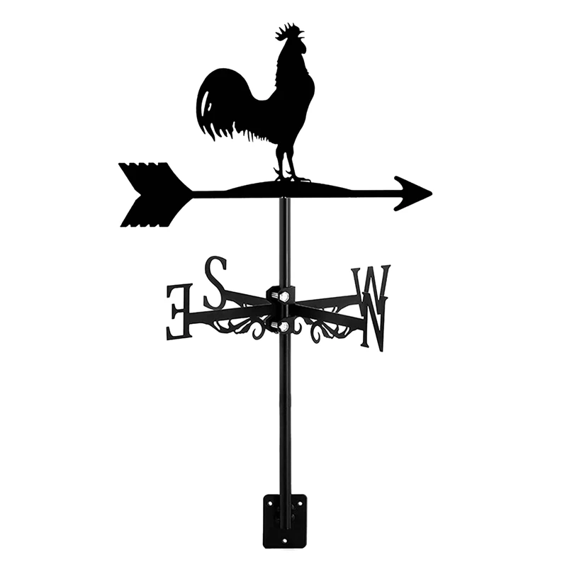 3X Weathervane With Animal Chickens Garden Stake Weather Vane Wind Direction Rooster Cockerel Ornament Art Craft