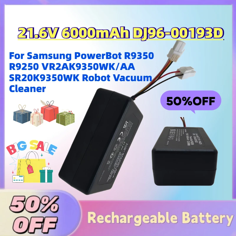 In Stock 21.6V 6000mAh DJ96-00193D Battery for Samsung PowerBot R9350 R9250 VR2AK9350WK/AA SR20K9350WK Robot Vacuum Cleaner