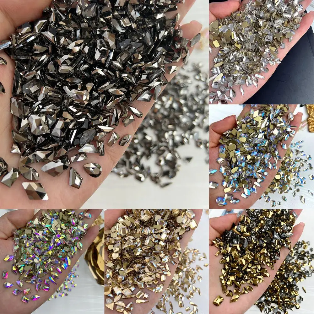 Nail Art Rhinestone Crystal 3D Geometric Shaped Colorful Glass Stones Glitter Manicure Accessories Decorations