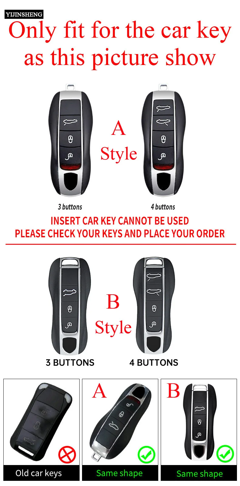 3 4 Buttons Zinc Alloy + Silicone Remote Key Case Cover Holder For Porsche 911 718 Panamera Macan Cayenne Boxster Cayman