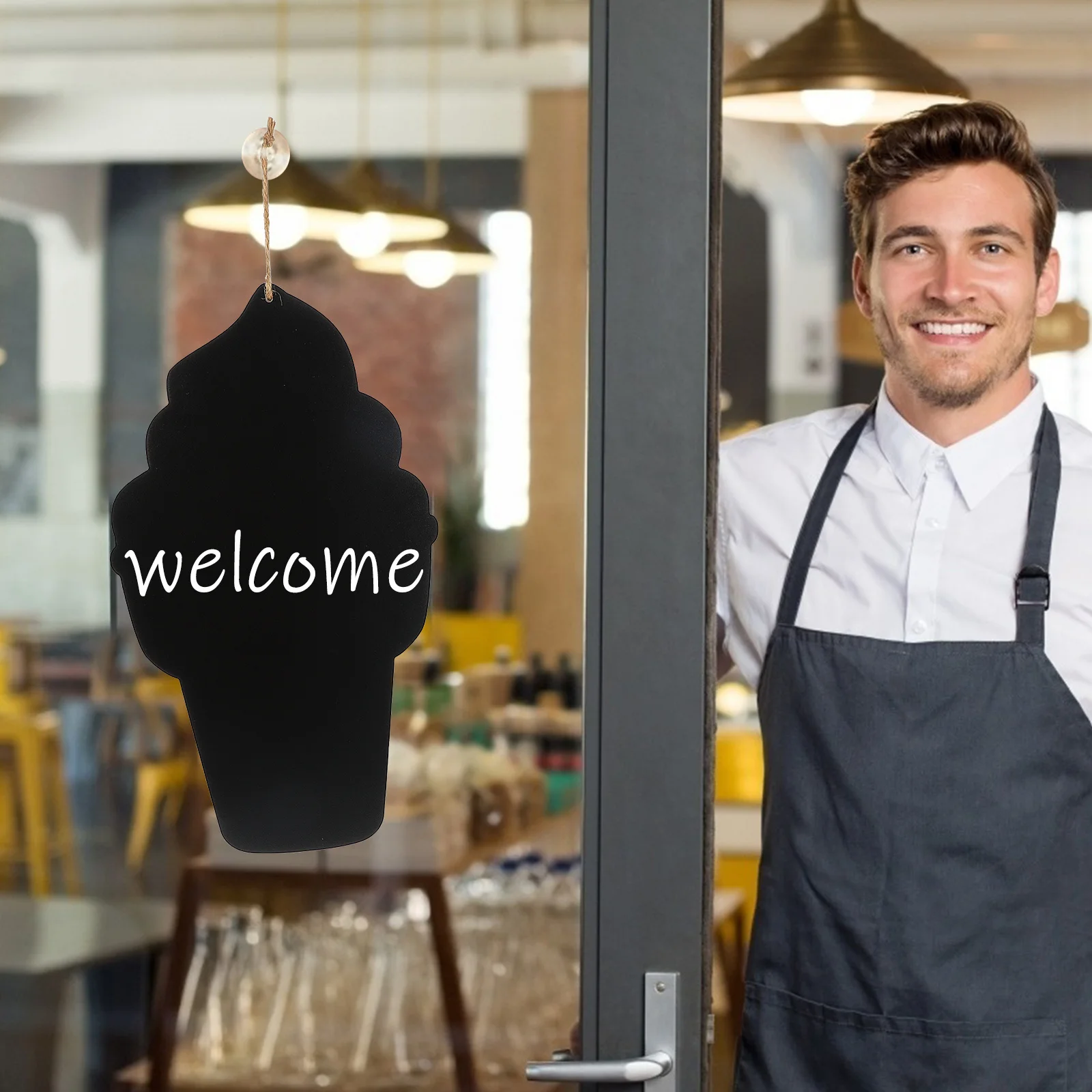 

Ice Cream Shaped Blackboard Wooden Message Chalkboard Wipe DIY Graffiti Tool Home Decor Party Sign Message Blackboard