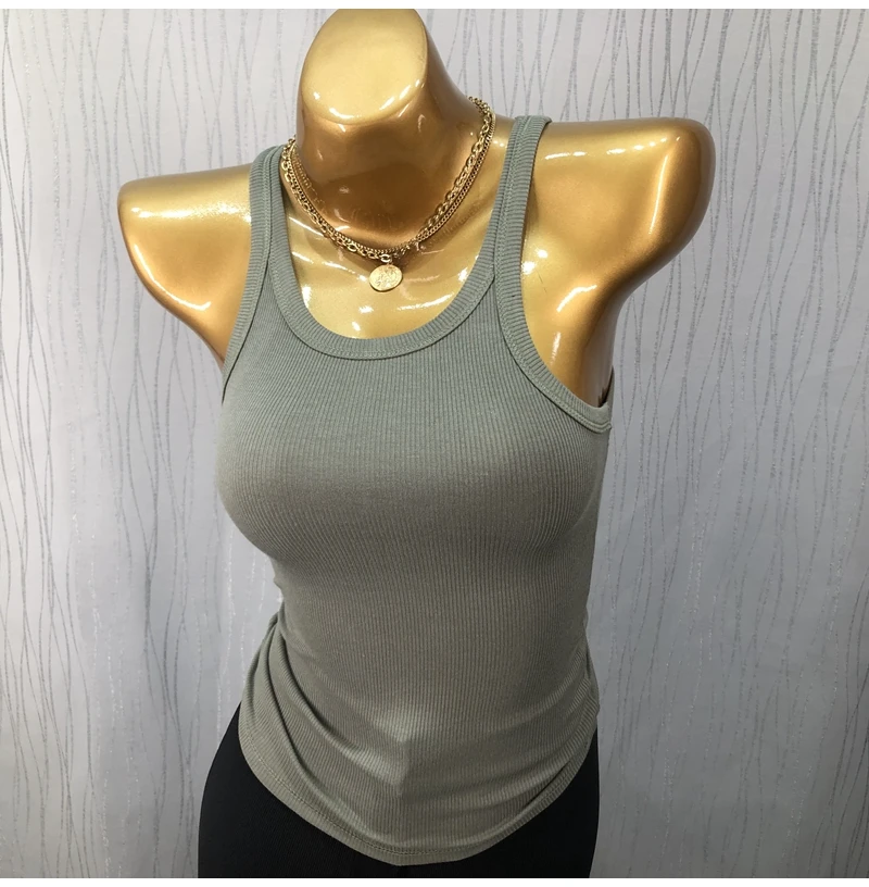 Summer Street Style Fitness Tank Top Women's Short Sleeveless Vest Tight Body Construction Work out Sportswear Cotton Base Shirt