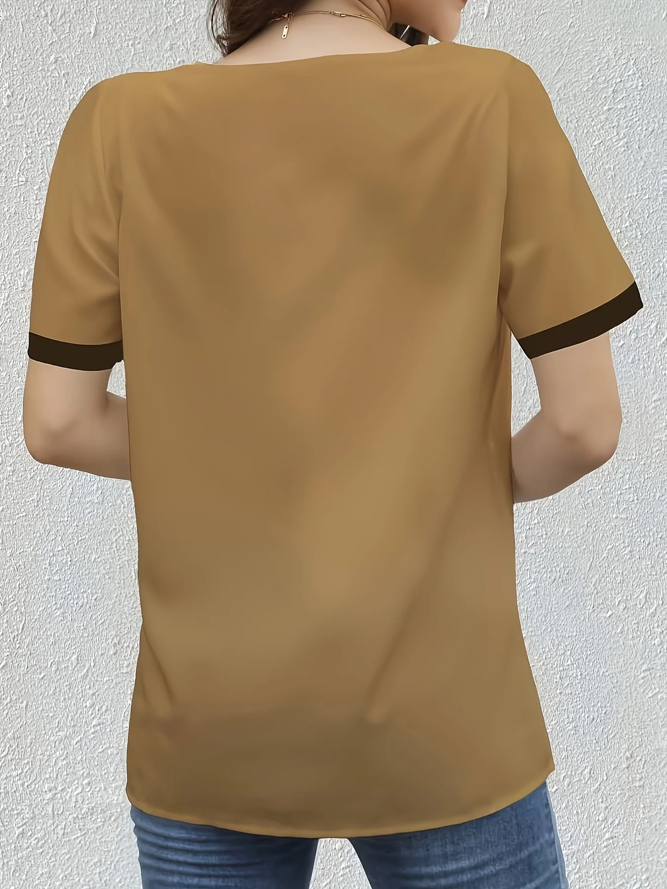 مزاجه فضفاض امرأة قميص أزياء عارضة بلوزة أنيقة قصيرة الأكمام امرأة قميص عطلة نهاية الأسبوع الأعلى #2